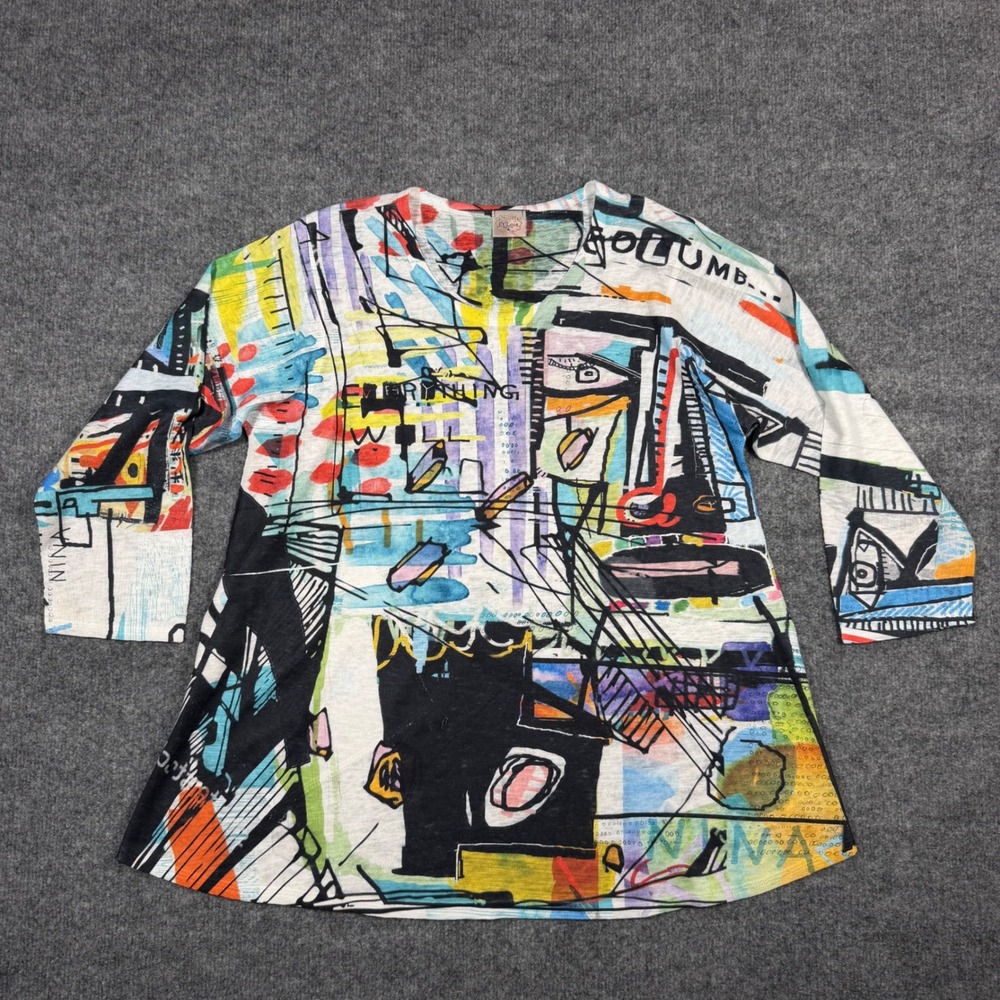 Et Lois Abstract Art Print Tunic Top Size M Multicolor Graphic Artistic GUC